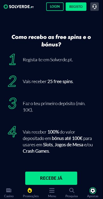 Bonus de Registo Solverde Portugal celular