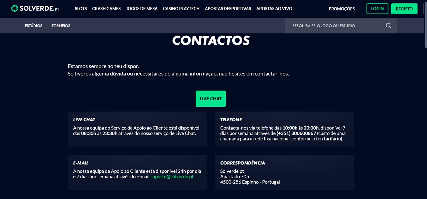 Contacto Solverde
