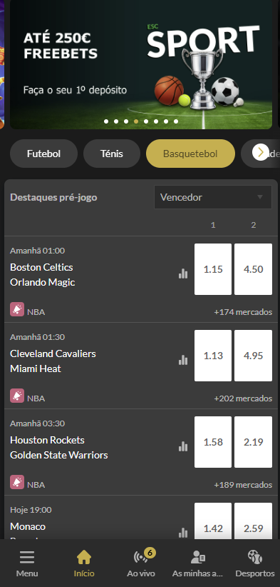 Desportos apostas ESC Portugal