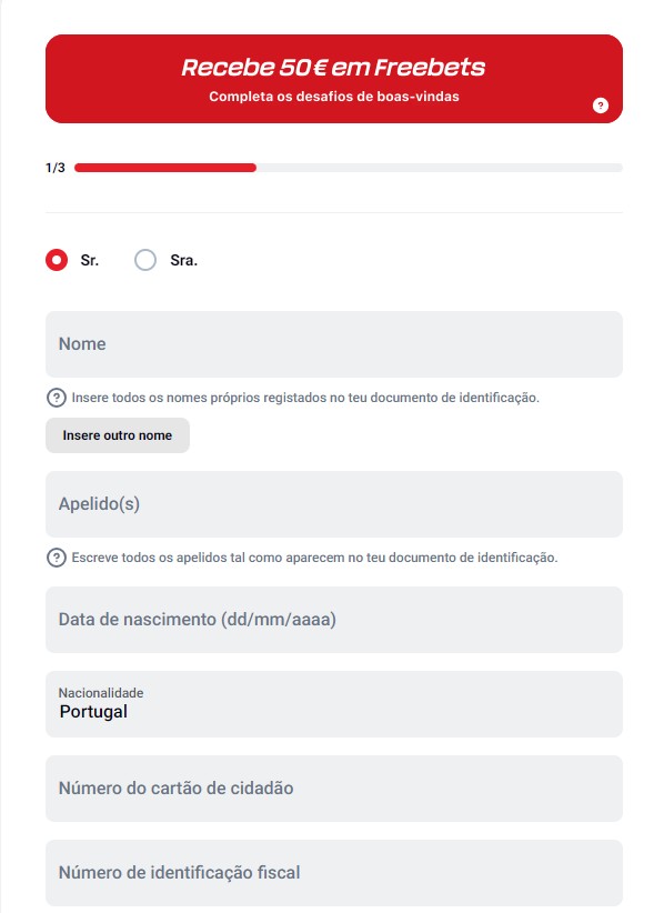 Passos de registo para obter o bónus de boas-vindas Betclic Portugal