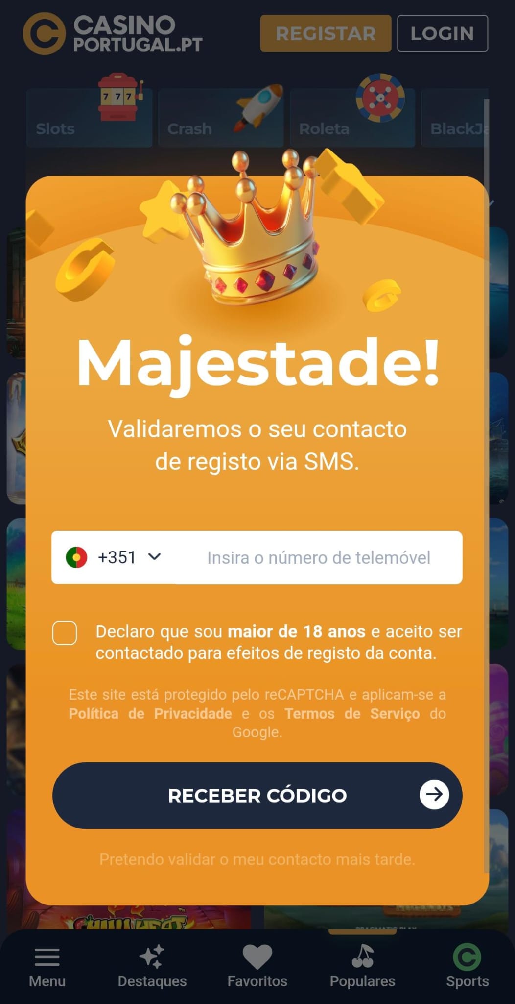 Registo CasinoPortugal