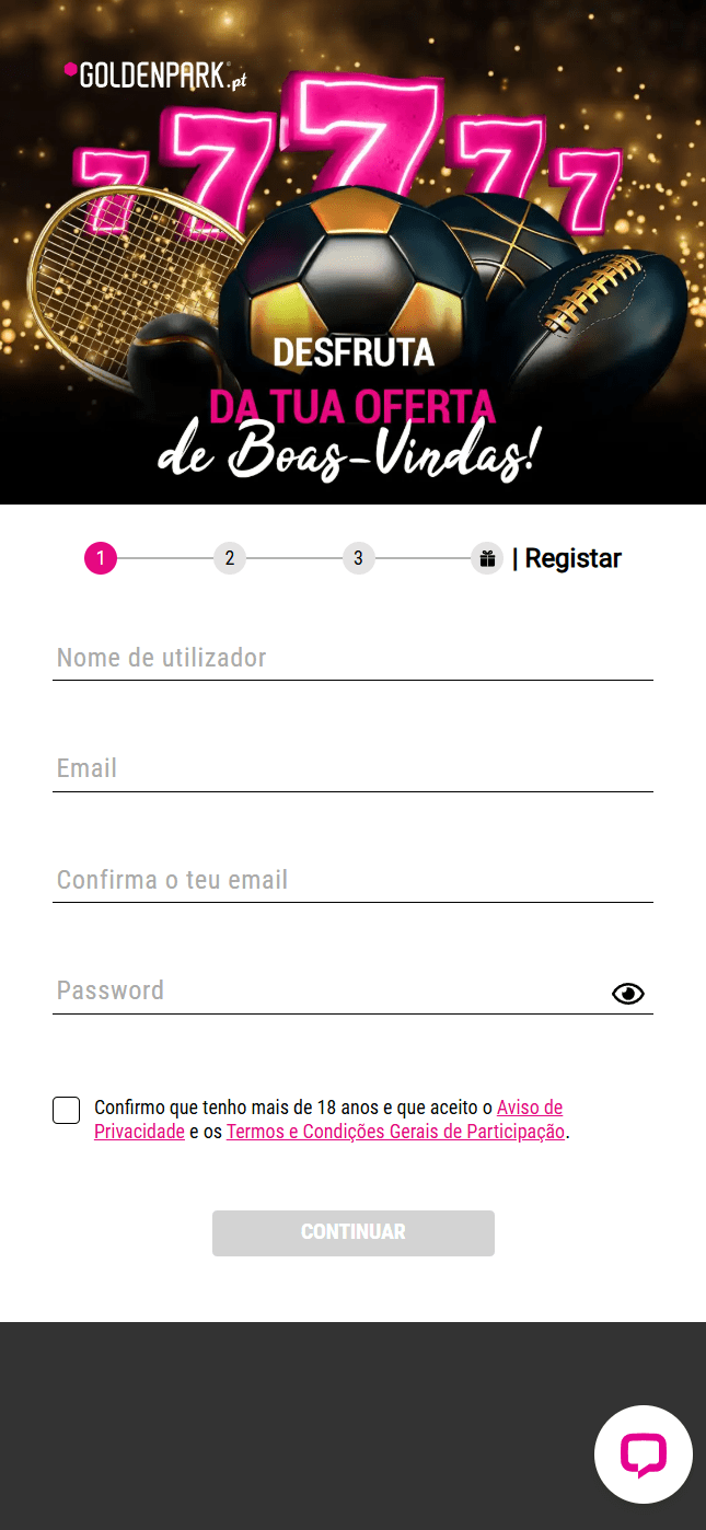 Registo no Goldenpark Casino móvel